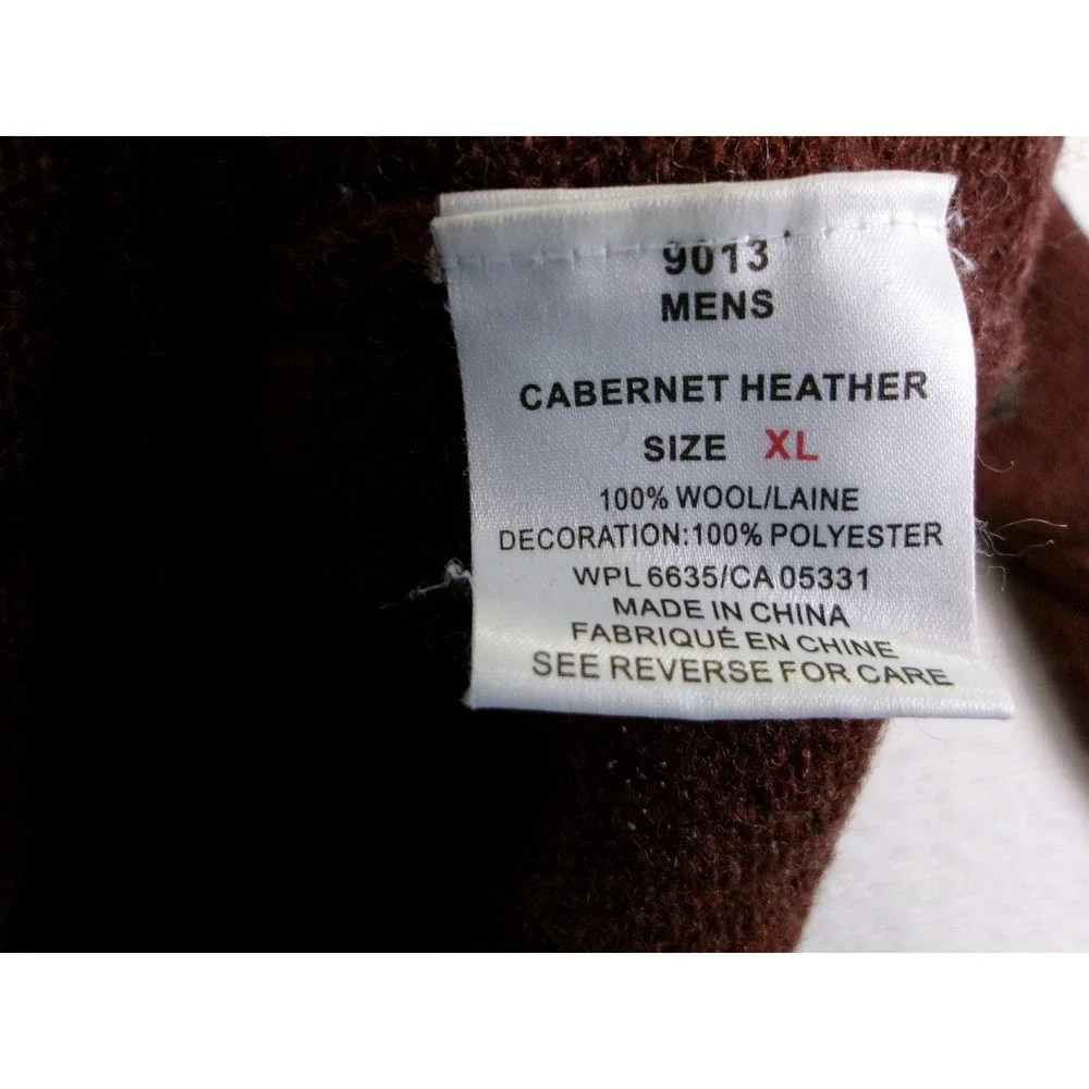 Woolrich Mens XL 1/4 Zip Sweater‎ Cabernet Heather 100% Wool 9013 Mock Neck